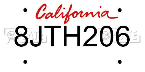 8JTH206 California License Plate
