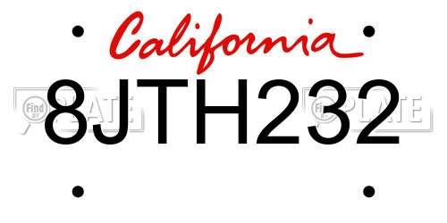 8JTH232 California License Plate