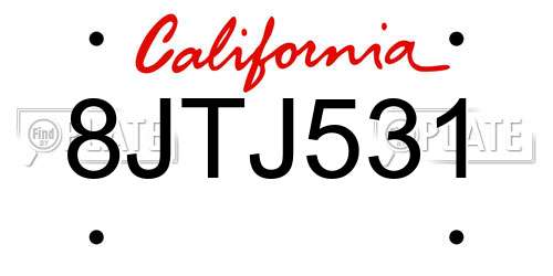 8JTJ531 California License Plate
