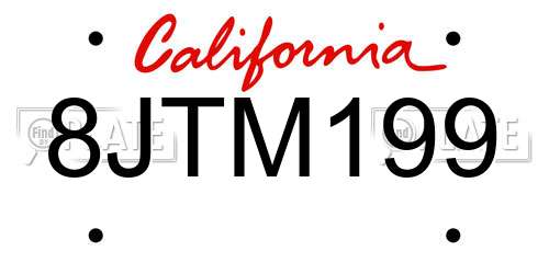 8JTM199 California License Plate