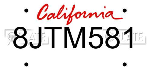 8JTM581 California License Plate