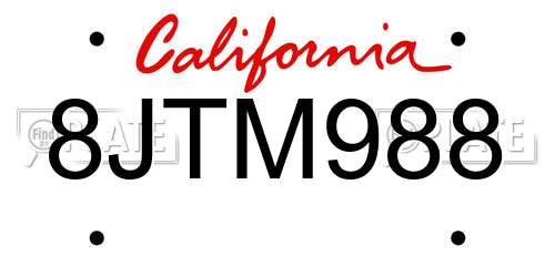 8JTM988 California License Plate