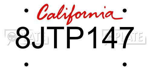 8JTP147 California License Plate