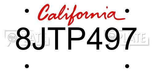 8JTP497 California License Plate