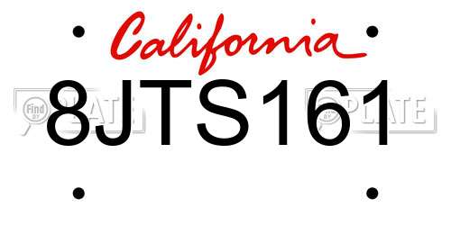 8JTS161 California License Plate