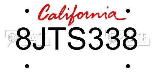 8JTS338 California License Plate