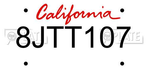 8JTT107 California License Plate