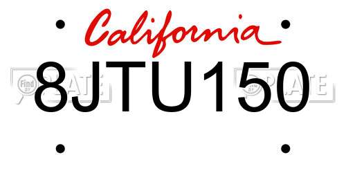 8JTU150 California License Plate