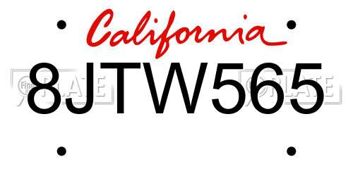 8JTW565 California License Plate