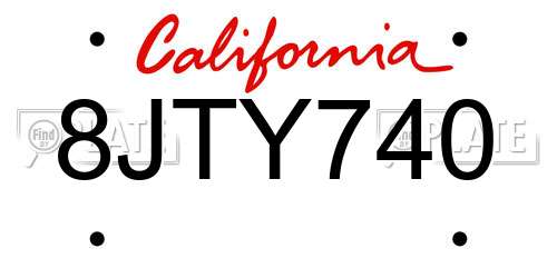 8JTY740 California License Plate