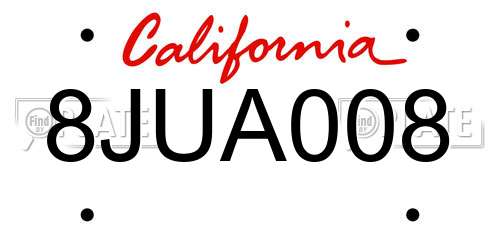 8JUA008 California License Plate