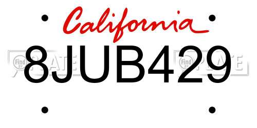 8JUB429 California License Plate