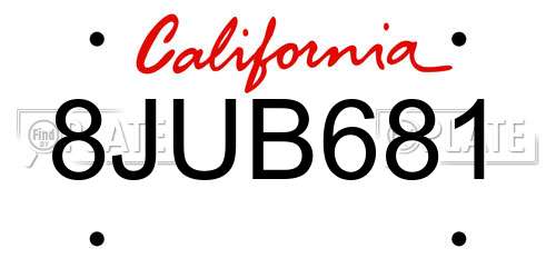 8JUB681 California License Plate