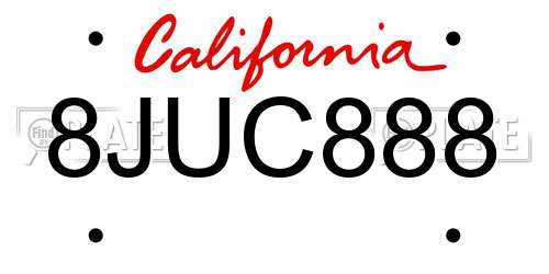 8JUC888 California License Plate