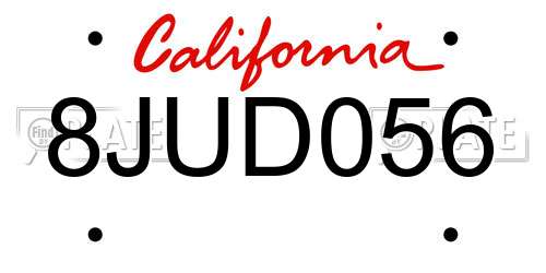 8JUD056 California License Plate
