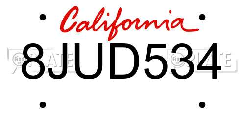 8JUD534 California License Plate