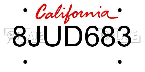 8JUD683 California License Plate