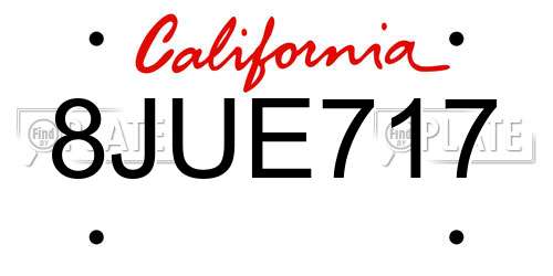 8JUE717 California License Plate