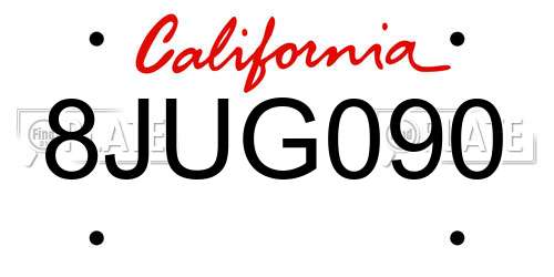 8JUG090 California License Plate