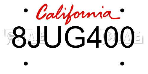 8JUG400 California License Plate