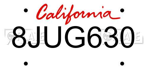 8JUG630 California License Plate