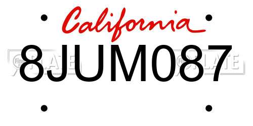 8JUM087 California License Plate