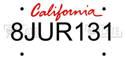 8JUR131 California License Plate