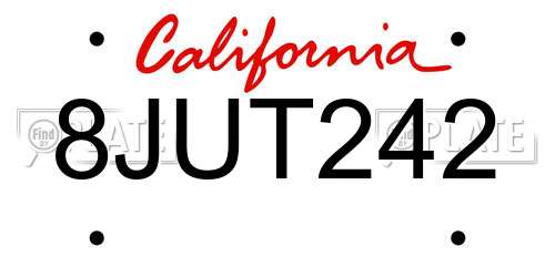 8JUT242 California License Plate