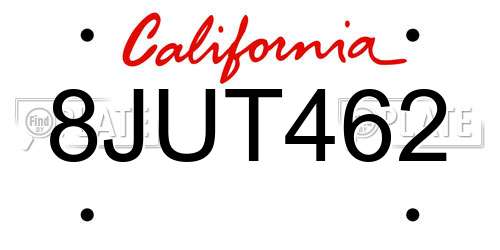 8JUT462 California License Plate
