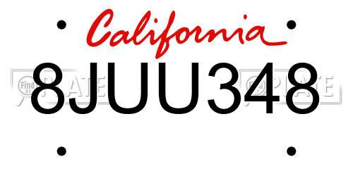 8JUU348 California License Plate