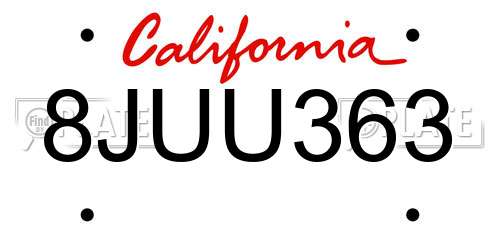 8JUU363 California License Plate
