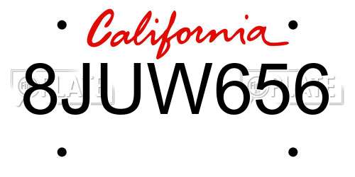 8JUW656 California License Plate