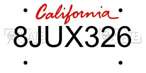 8JUX326 California License Plate