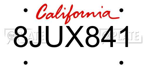 8JUX841 California License Plate