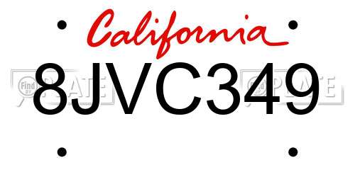 8JVC349 California License Plate