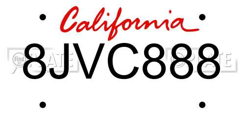 8JVC888 California License Plate