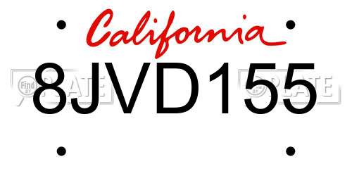 8JVD155 California License Plate