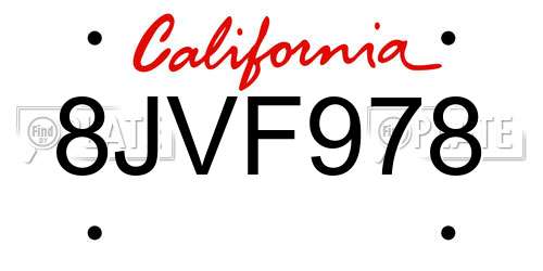 8JVF978 California License Plate