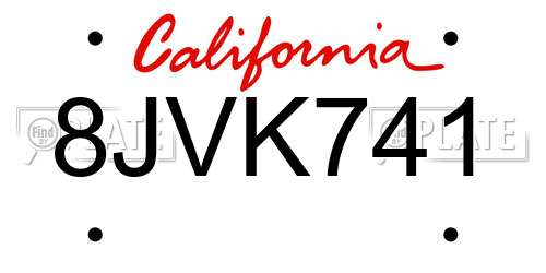8JVK741 California License Plate