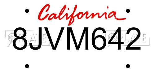 8JVM642 California License Plate