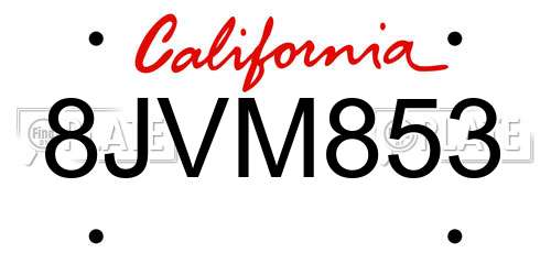 8JVM853 California License Plate