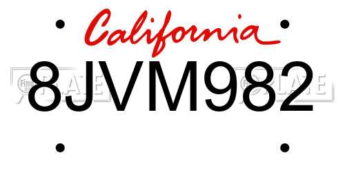 8JVM982 California License Plate