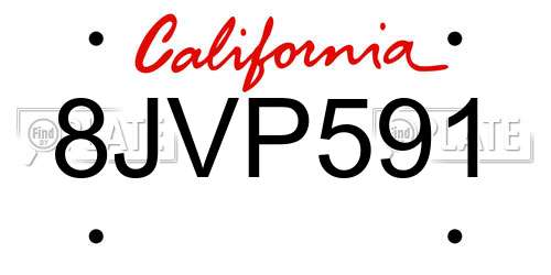 8JVP591 California License Plate