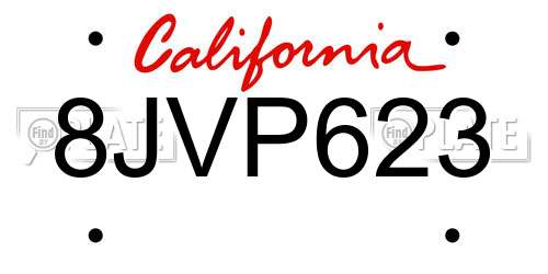 8JVP623 California License Plate