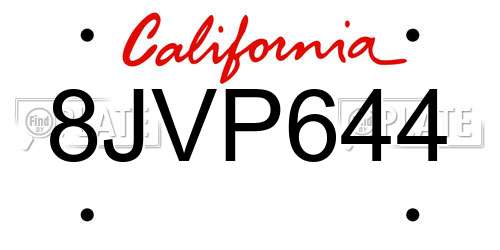 8JVP644 California License Plate