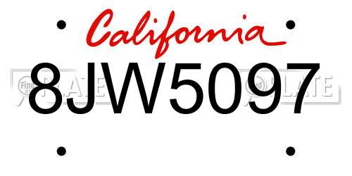 8JW5097 California License Plate