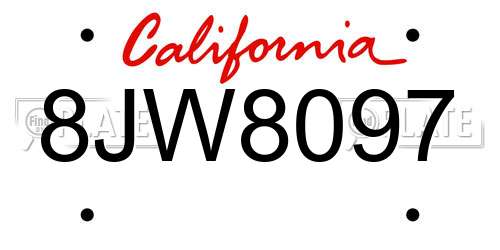 8JW8097 California License Plate