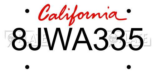 8JWA335 California License Plate