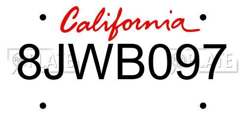 8JWB097 California License Plate