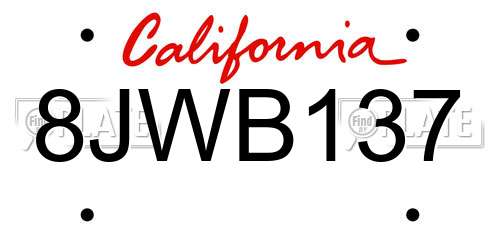 8JWB137 California License Plate
